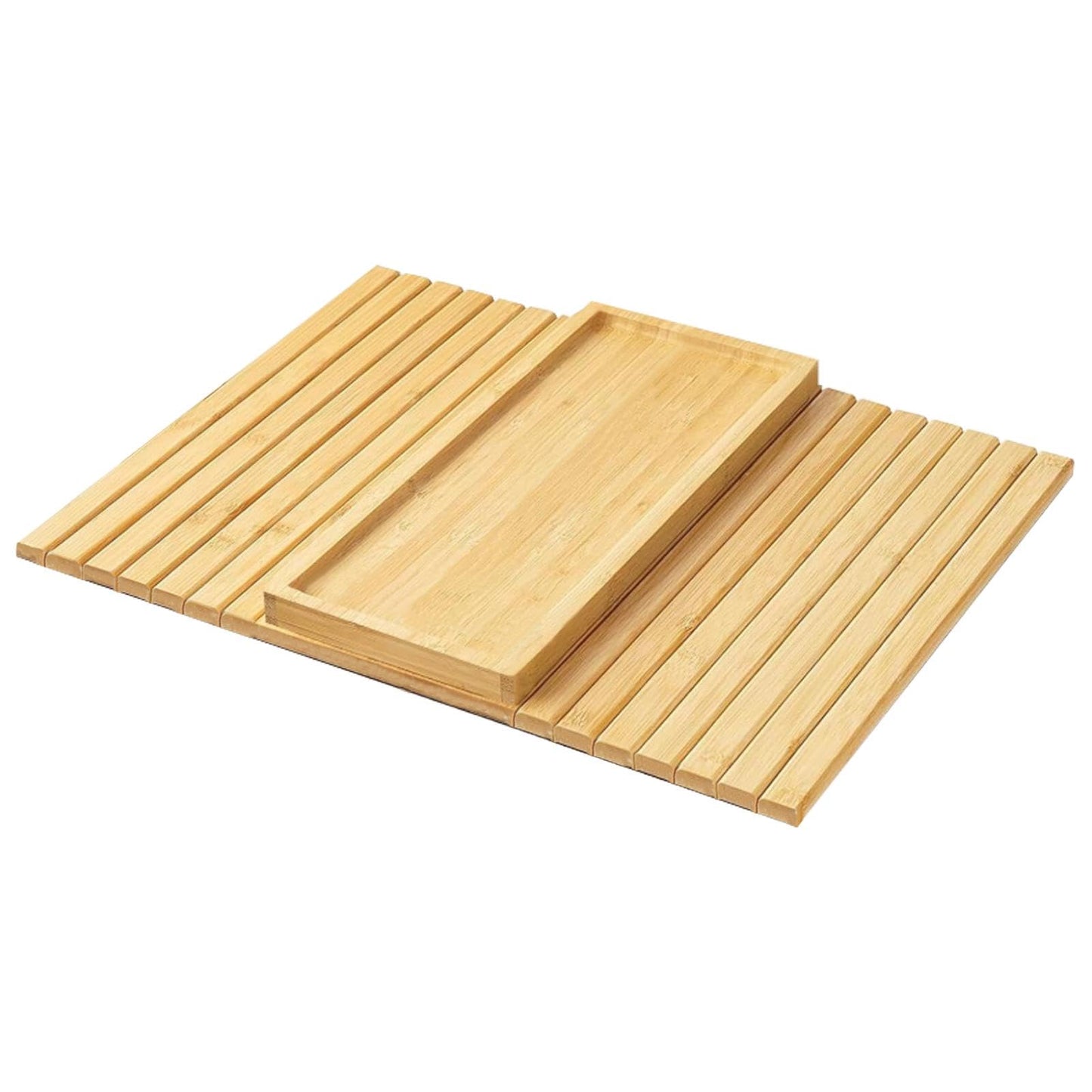 Sofa Arm Tray, Bamboo Foldable Couch Tray with Anti-Slip Fabric Backing, Sofa Side Table for Drinks, Snack, Magazine, and Remote(wood)
