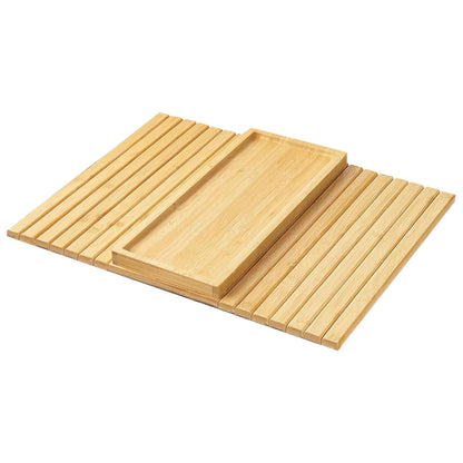 Sofa Arm Tray, Bamboo Foldable Couch Tray with Anti-Slip Fabric Backing, Sofa Side Table for Drinks, Snack, Magazine, and Remotewood