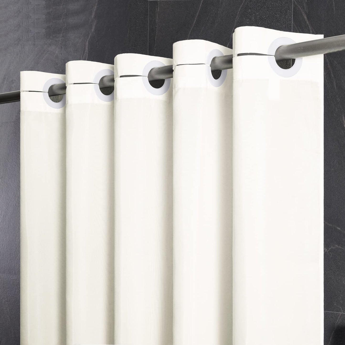 Furlinic Beige Shower Curtain Luxury Mildew Resistant and Waterproof Polyester Weighted Curtains for Wetroom or Bathroom 72x84 Inch.
