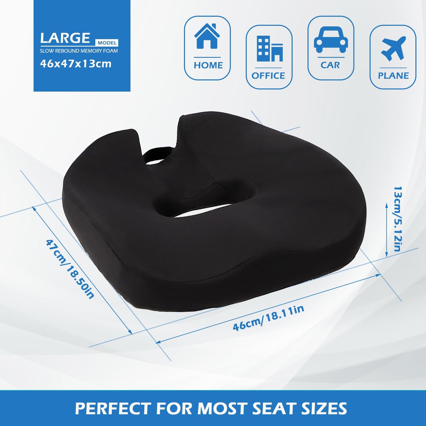 Donut Seat Cushion for Coccyx, Office Chair Cushions for Sciatica & Back,Hip Pain Relief,Memory Foam Orthopedic Cushion for Tailbone