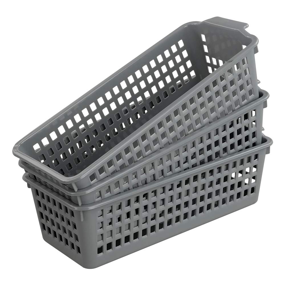 Yarebest 3-pack Small Plastic Storage Basket, Slim Organizer Baskets