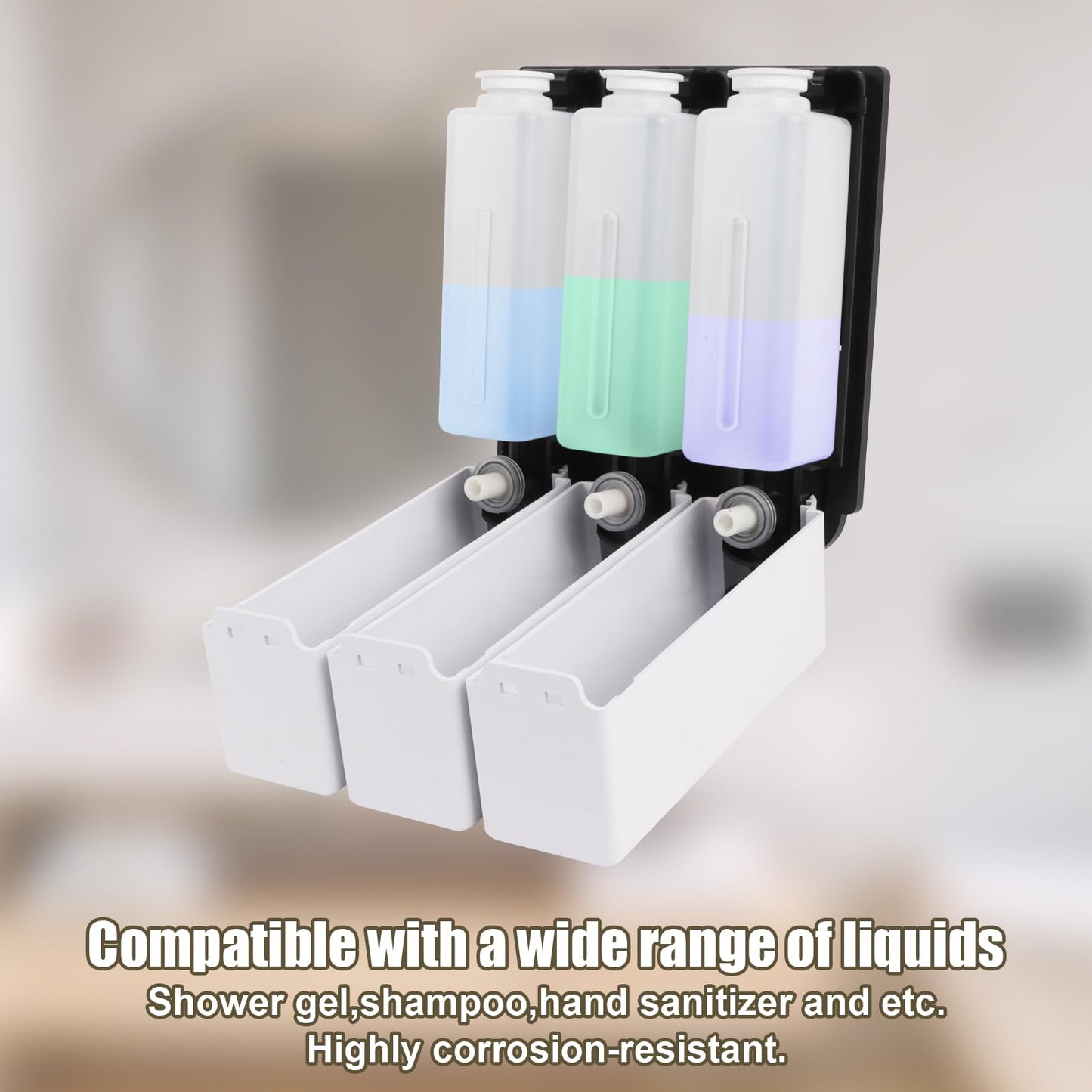 Shower Soap Dispenser No Drilling Wall Mounted Three Head White Shampoo Conditioner Body Wash Dispenser for Home Hotel Restauran