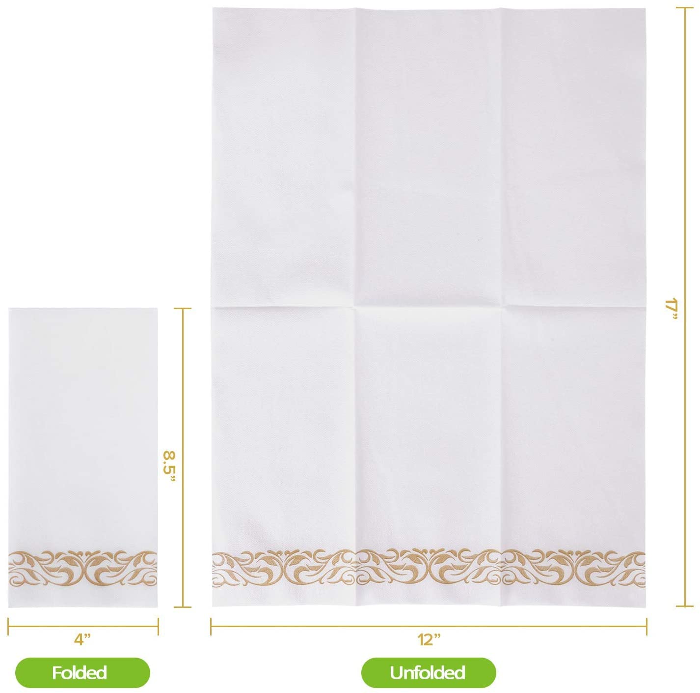 DADAWU Disposable Hand Towels,Linen Feel Guest Towels,Gold Napkins,Bathroom Towels,Cloth Like Paper,Paper Towles,Hand Napkins,100PCS