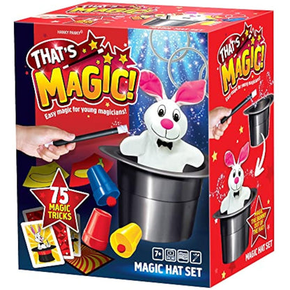 That's Magic Magic Hat Set - Featuring 75 Fun Easy Tricks and For Young Magicians - Helps Build Child's Motor Skills and Confidence - Includes Plush Rabbit, Props, Videos and Instructions, 7+ Years