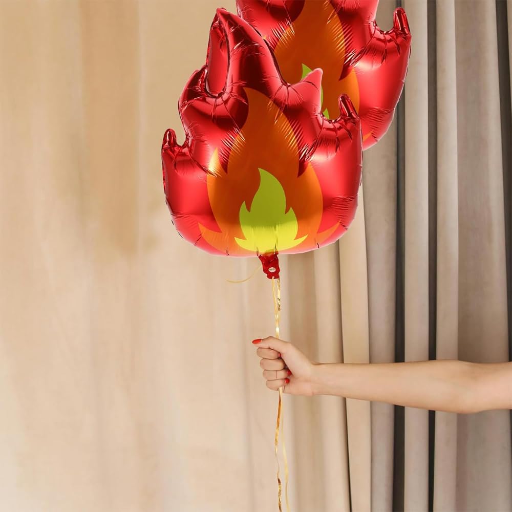 Namvo 5pcs Fire Balloons For Party Large Foil Flame Balloons Firefighter Theme Party Decoration Balloons Suitable For Boys And Girls Birthday Party
