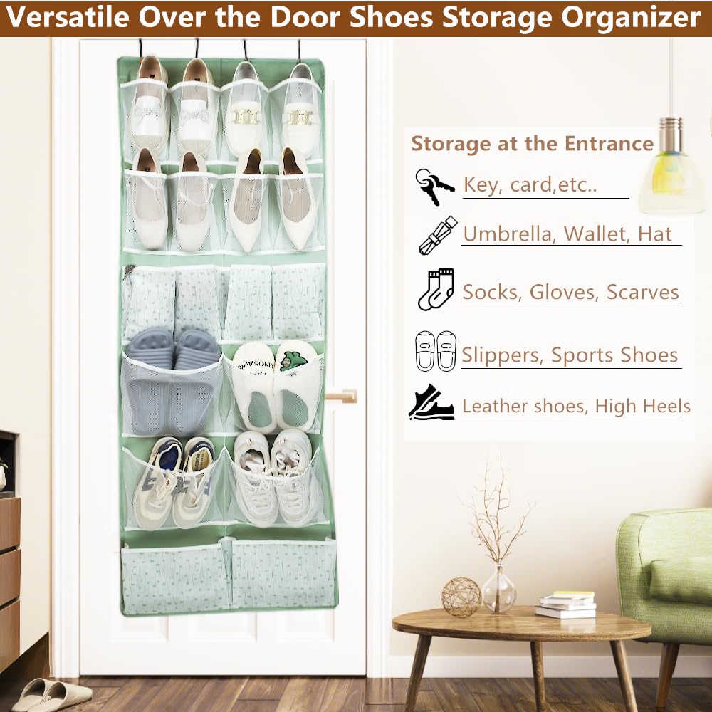 18 Pockets Over Door Storage Organiser,Back of Door Hanging Pocket for Shoes,Sock,Underwear,Hat,Handbag,Cleaning Supply,Toiletry,Behind Door Storage