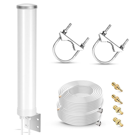 Nelawya 4G LTE 5G Outdoor Antenna, 12 dBi External MIMO Antenna 698-3800 MHz, Compatible with 4G LTE 5G M1 MR1100 Router TS9 SMA CRC9 Adapter, up to