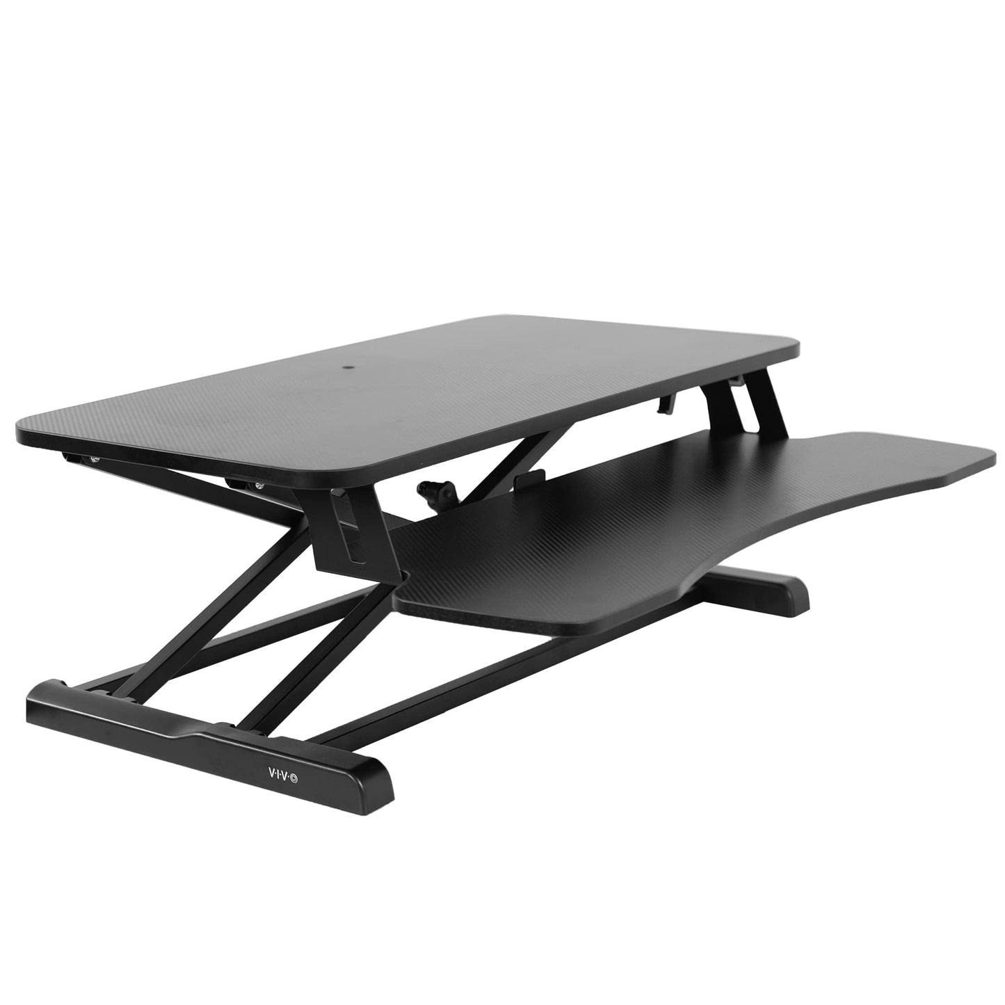 VIVO Standing 81 cm Desk Converter, Height Adjustable Riser, Sit to Stand Dual Monitor and Laptop Workstation with Wide Keyboard Tray, Carbon Fiber