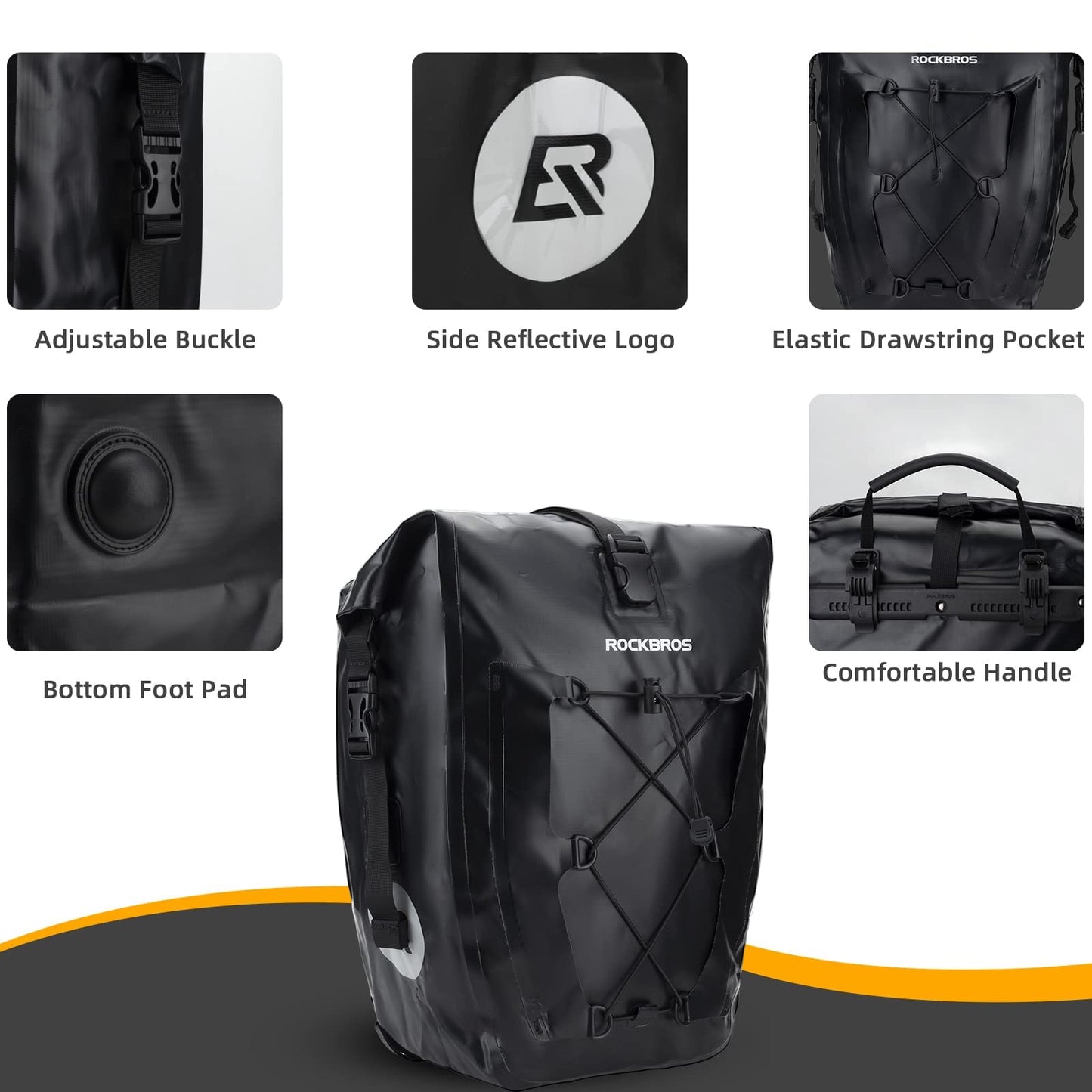 ROCKBROS Bike Pannier Bag 25L-32L 100% Waterproof Rear Rack Bike Bag Bicycle Bag for Rear Carrier Bike Handbag for Cycling Touring Travelling