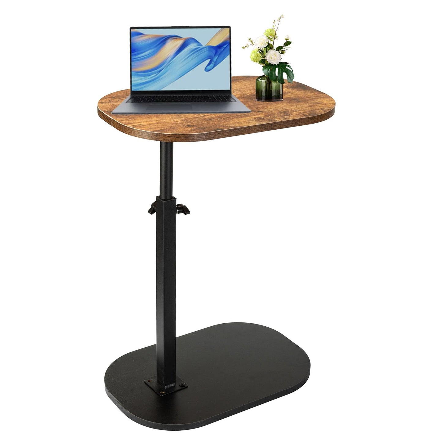 XUDREZ Adjustable C Shaped Side Table, 360°Swivel End Table, Living Sofa Table, Modern Small Coffee Table for Bed/Bathtub (Black-Retro Color)