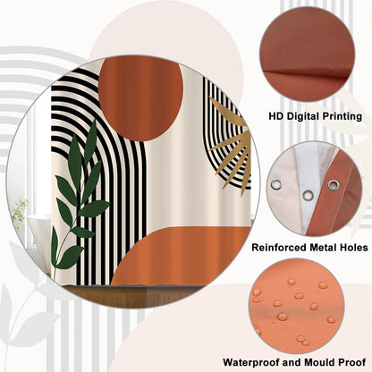 Uiiooazy Abstract Boho Shower Curtain, Mid Century Modern Minimaliste Terracotta Bath Curtain Mildew and Mould Resistant Waterproof Polyester Fabric