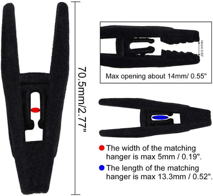 Corodo Velvet Hangers Clips, 20 Pack Strong Felt Hanger Finger Clips, Black