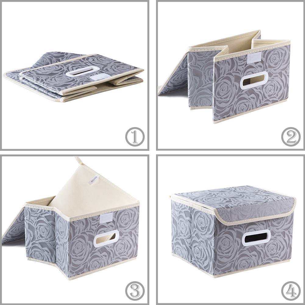 Prandom Storage Boxes with Lids Small.Rose Pattern Fabric Decorative Storage Box, Really Useful Box,Clothing Storage,Cubes