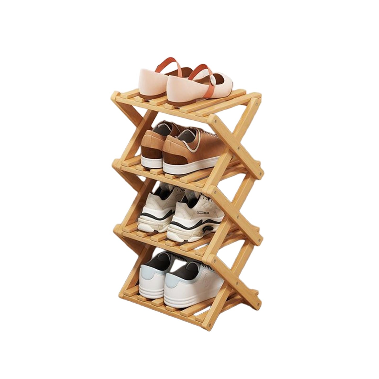 Kiss Me Vertical Shoe Rack, Portable Folding Wooden Storage Rack