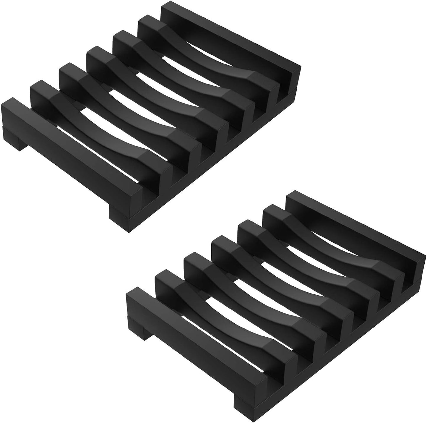 Topsky 2 Pack Silicone Soap Dish with Self-emptying Drainage Black