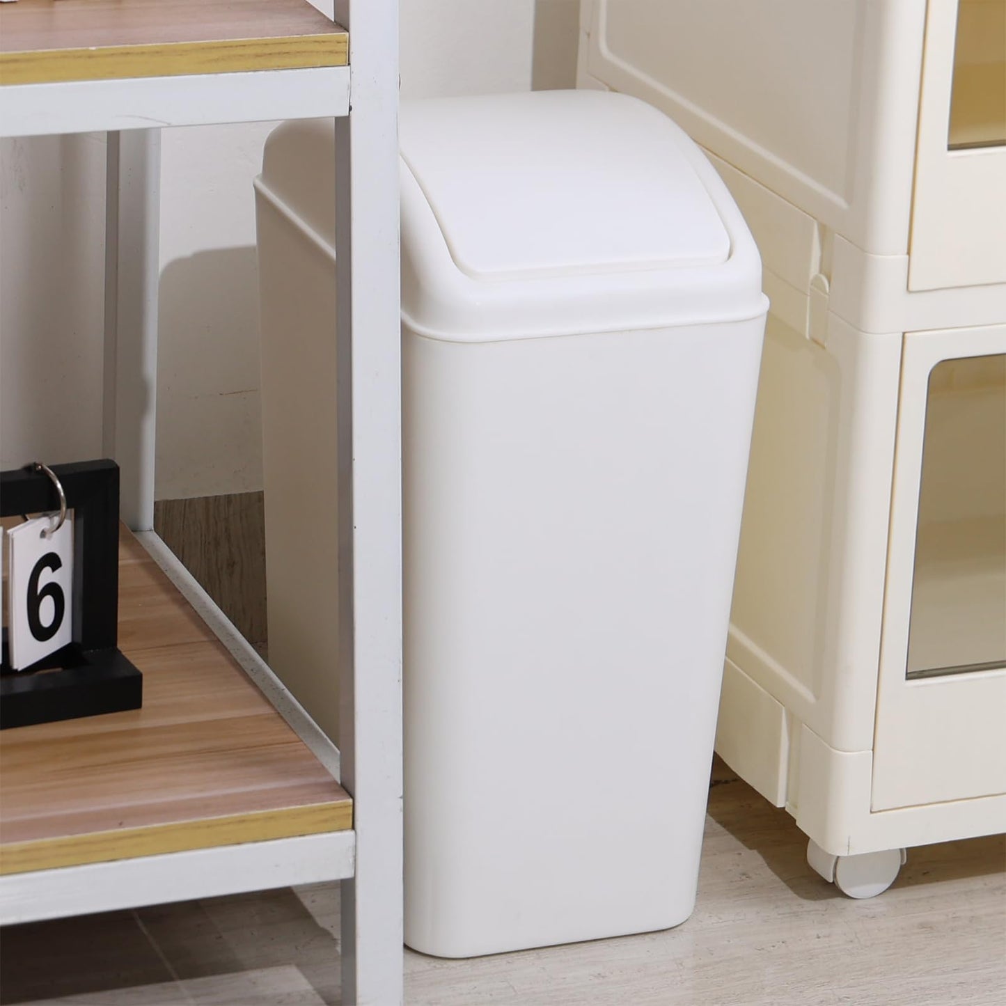 Afromy 15 L Swing Top Trash Can, Slim Kitchen Waste Bin