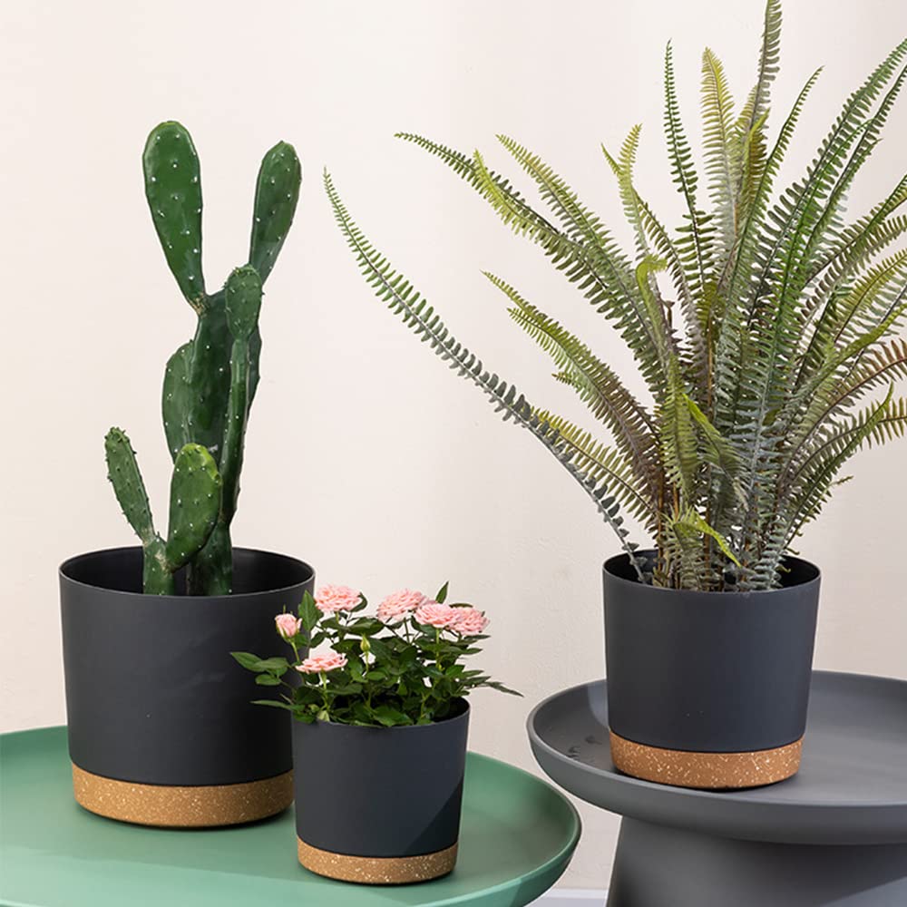 ZMTECH 30.5cm Plant Pots, Modern Planters with Drainage Holes and Detachable Saucer, Plastic Flower Pots for Plants for House Garden Windowsill (Set