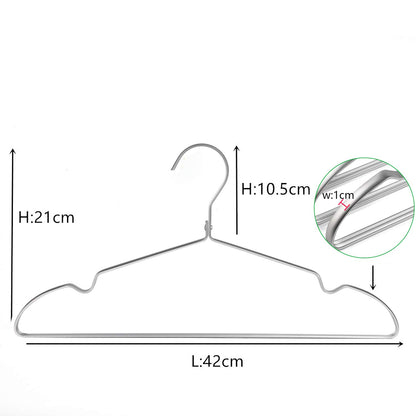 Amber Home 42cm Premium Matte Silver Aluminum Coat Hangers 20pcs, Extra Smooth & Durable Metal Clothes Hanger, Light & Sturdy Metal Rack for Suit