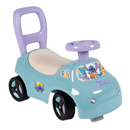 Smoby - Stitch - Car Ride-On - Walking Aid - Steering Wheel - Under-Saddle Storage - From 10 Months - Made in France