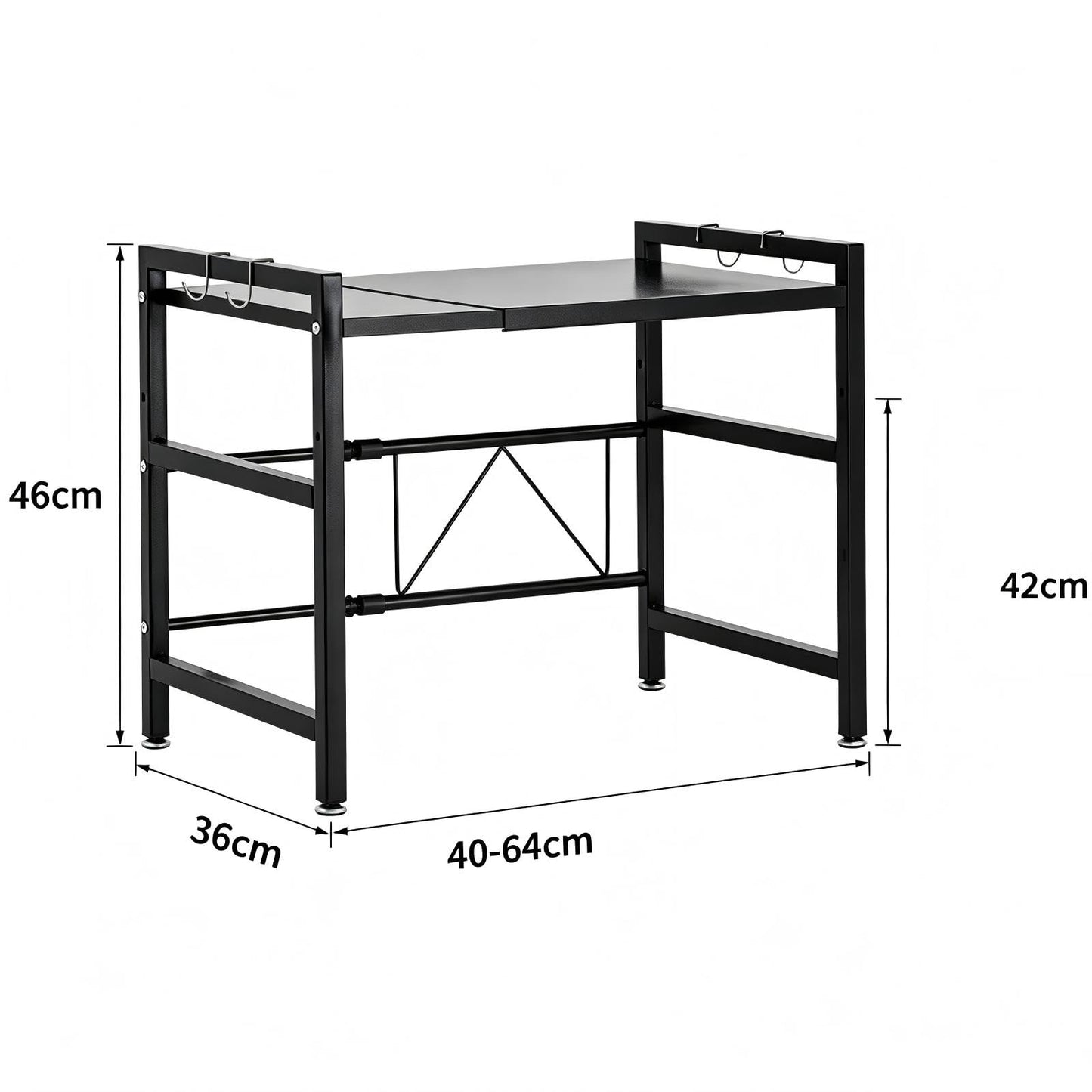 Multibao Expandable Microwave Rack Shelf, 2 Tier Oven Rack Stand Holder Kitchen Corner Shelf Desktop Printer Shelf Rack, Bakers Rack