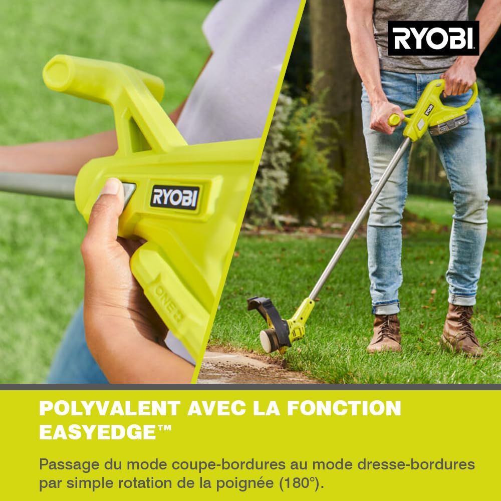 Ryobi 18 V ONE+ Cordless Grass Trimmer RY18LT23A-0 (Cutting Width 23 cm, EasyEdge for Switch Between Edge and Trimming Mode, Includes 1 x Line Spool,