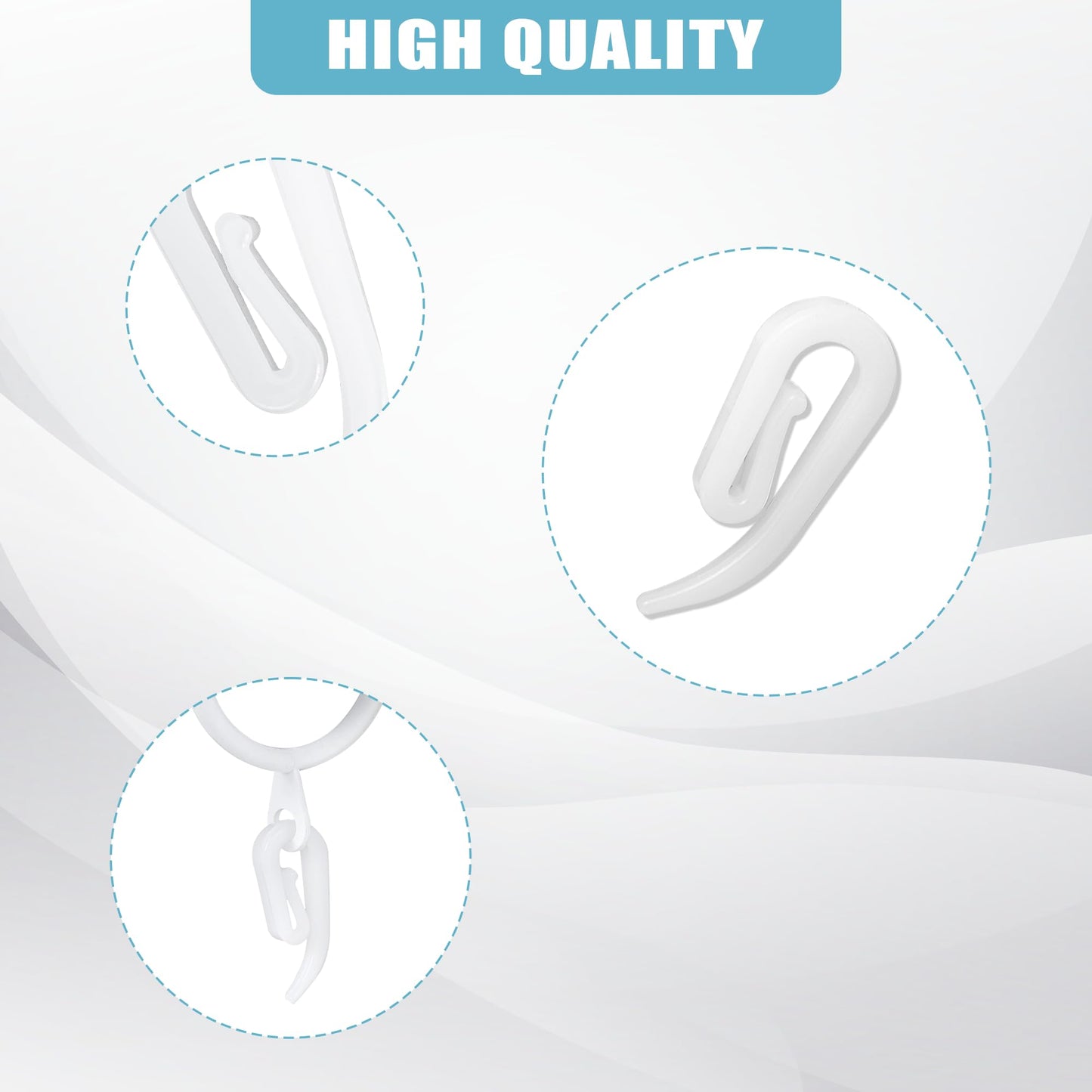 Plastic Curtain Hooks 50 Pieces for curtains (white,12x28mm)