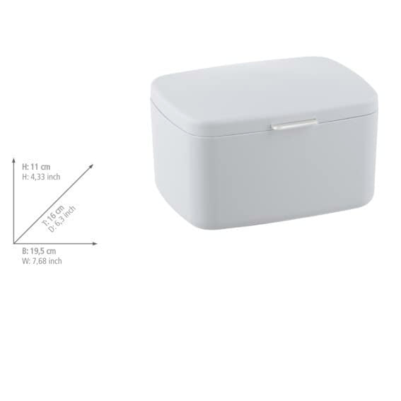 WENKO Barcelona Bathroom Box/Storage Basket with Lid, Completely Unbreakable, 19.5 x 11 x 16 cm, Anthracite, White, 19,5 x 11 x 16 cm