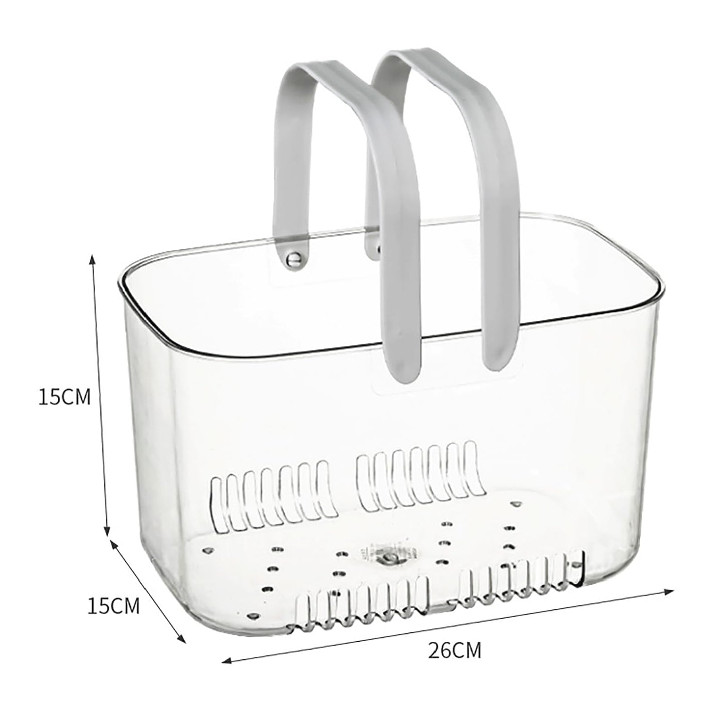 NOENNULL Shower Caddy Basket, Plastic Storage Basket with Handle, Large Capacity Storage Portable Shower Caddy Hollow Design Clear Bathroom Basket