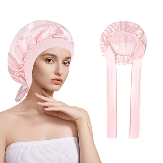KissDate Mulberry Silk Bonnet for Sleeping, 19 Momme 100% Silk Sleep Cap Natural Silks Hair Wrap for Sleeping, Silks Bonnet with Tie Band for Women