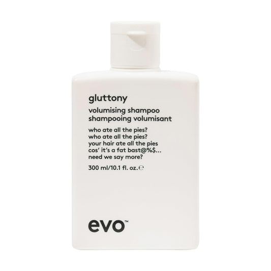 Evo Gluttony Volumising Shampoo - Full Size Lightweight Shampoo To Gently Cleanse, Build Body & Strengthen Fine Hair - 300ml