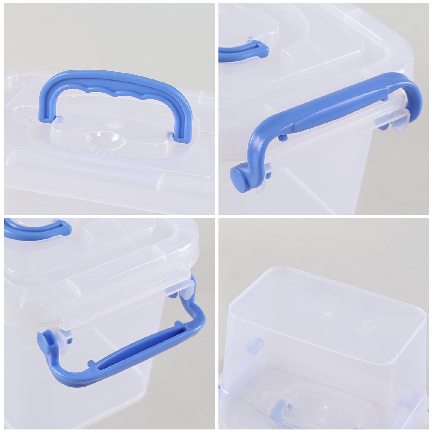 Lasbily 6 Packs 1.5 L Plastic Storage Boxes with Lid, Small Clear Stackable Box for Shelves, Stationery, Desk Supplies