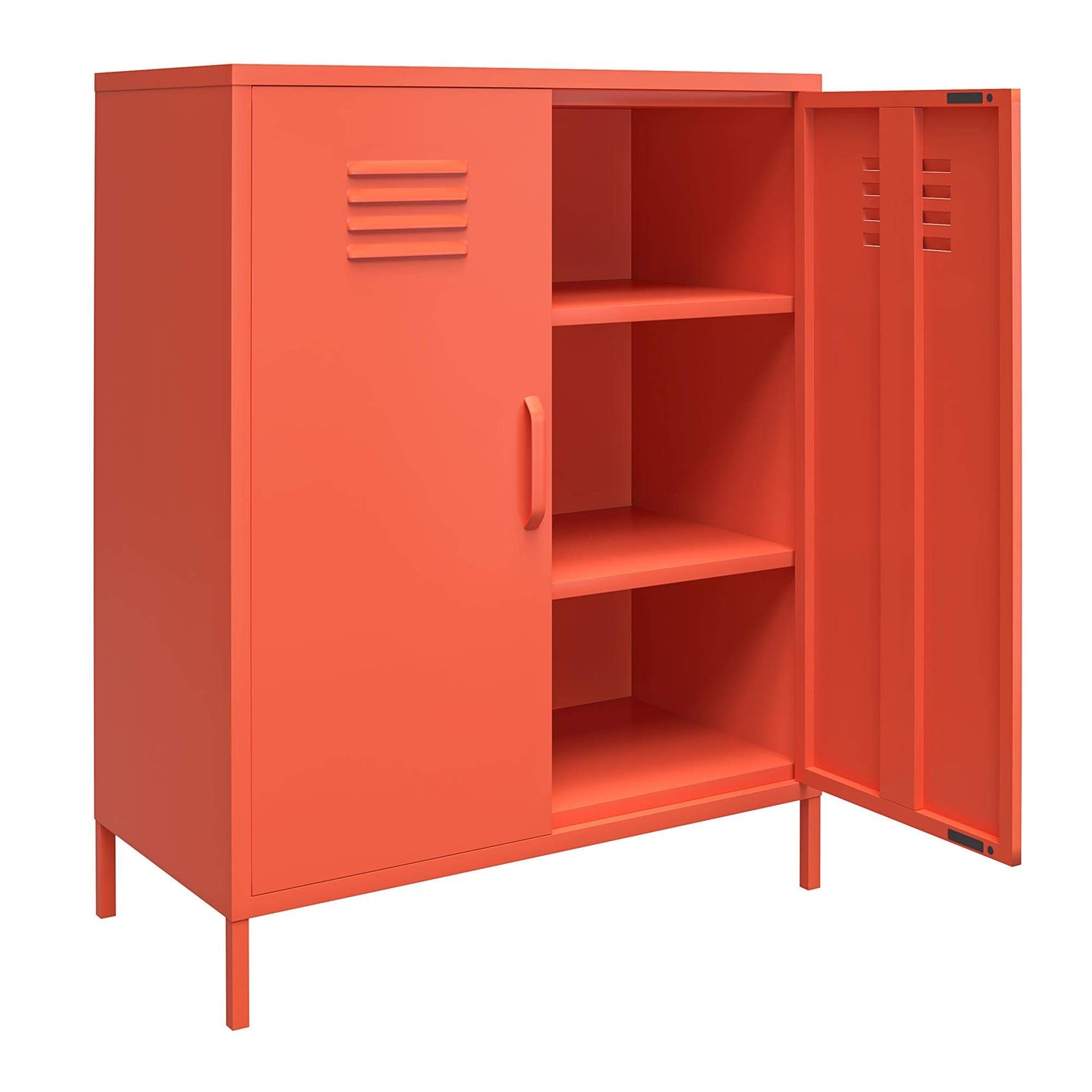 DHP Furniture Cache 2 Door Metal Locker Storage Cabinet Orange