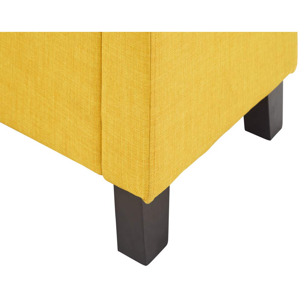 GFW Verona Ottoman Storage Box, Mustard Fabric Upholstered Blanket Box with Button Tufted Lid, Storage Bench with Hidden Storage and Wooden Feet