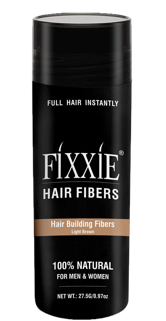 FIXXIE Hair Fibres LIGHT BROWN for Thinning Hair 27.5g Bottle, Hair Fibre Concealer for Hair Loss for Men and Women, Naturally Thicker Looking Hair