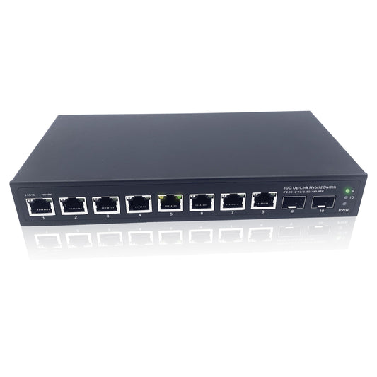 Elfcam? - 10Gb Fiber Optic Switch with 2 Ports 10G SFP+ and 8 Ports 2.5 Gigabit Ethernet RJ45, Plug & Play Unmanaged