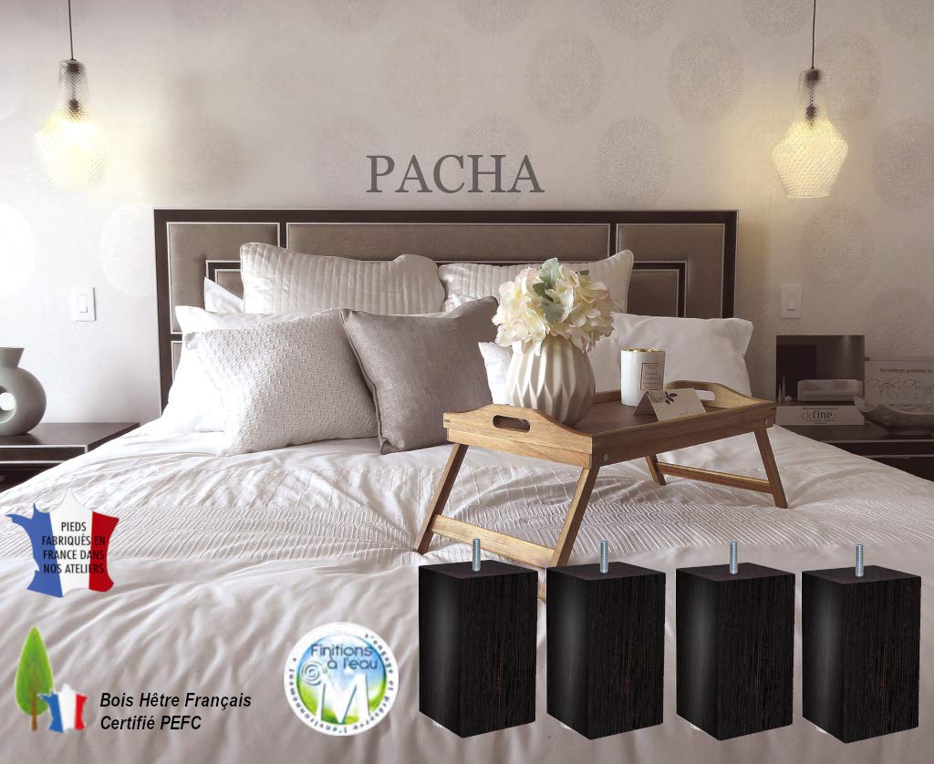 Margot Scandinavian Softness Pacha Slatted Bed Base, Set of 4, Wood, Wenge, 9 x 9 x 17 cm