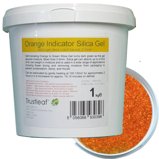 Trustleaf 1kg, 2.2lbs Tub of Orange Self Indicating Silica Gel, 2-4mm Beads - Dehumidify - Flower Drying - 3D Printing - Storage