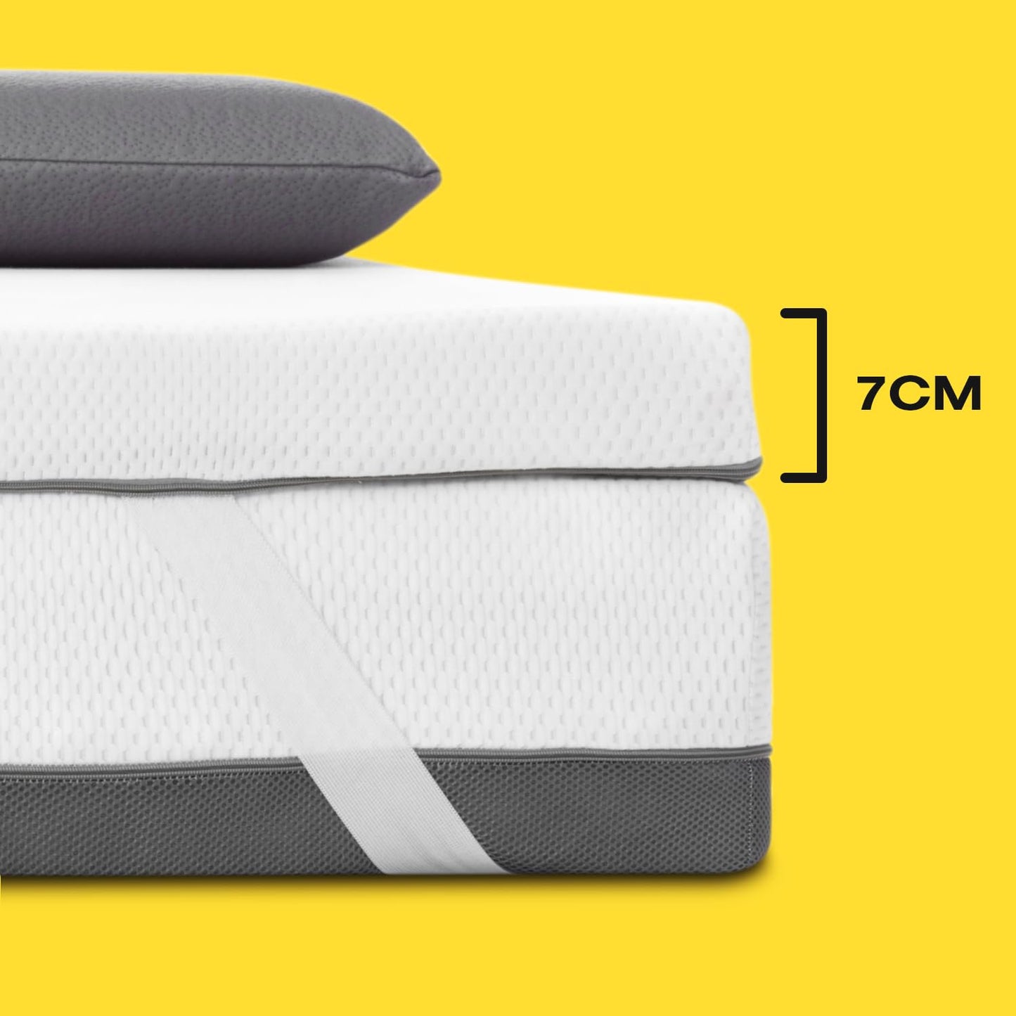 Ferlex Memory Foam Mattress Topper 80 x 190 cm, 100% Viscose, Thickness 7 cm, Made in Spain, Breathable and Removable Cover
