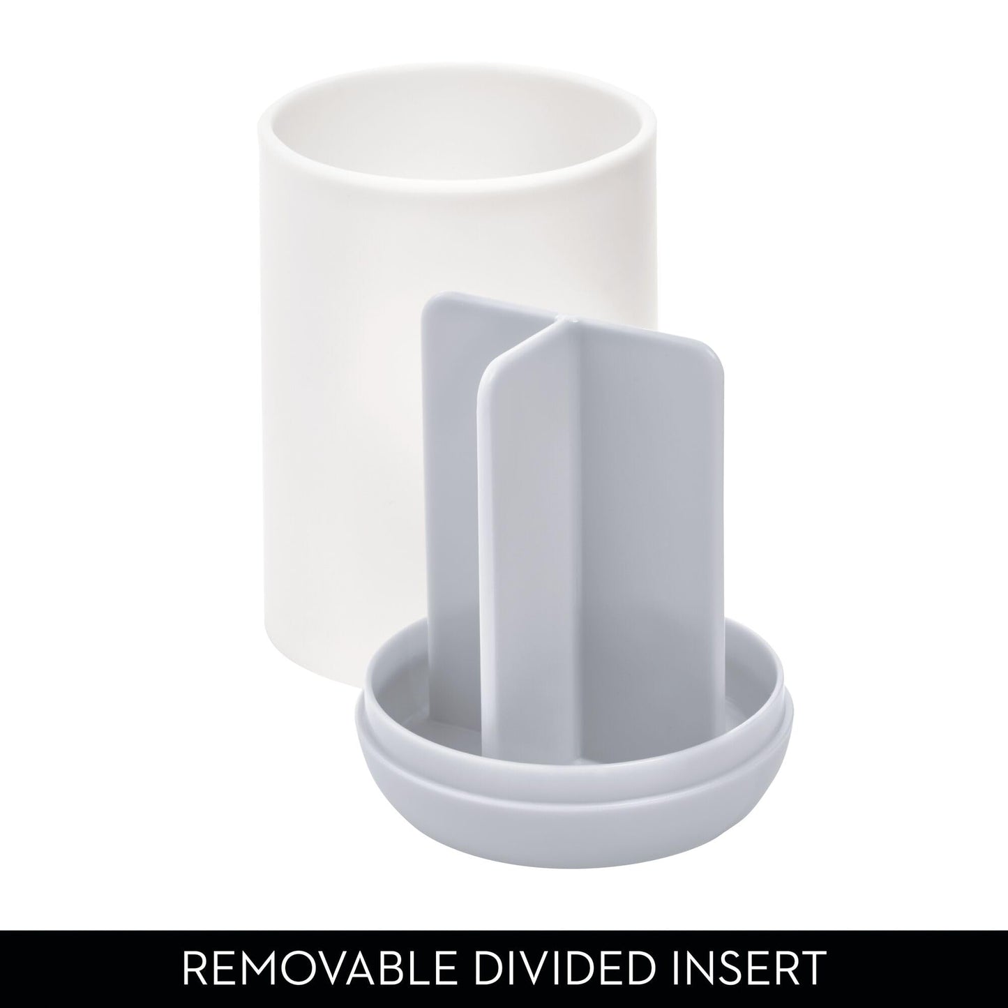 iDesign 28532 Cade Toothbrush Holder, Round Plastic Toothbrush Stand for Regular and Electric Toothbrushes, White, 7.6 cm x 7.6 cm x 11.4 cm