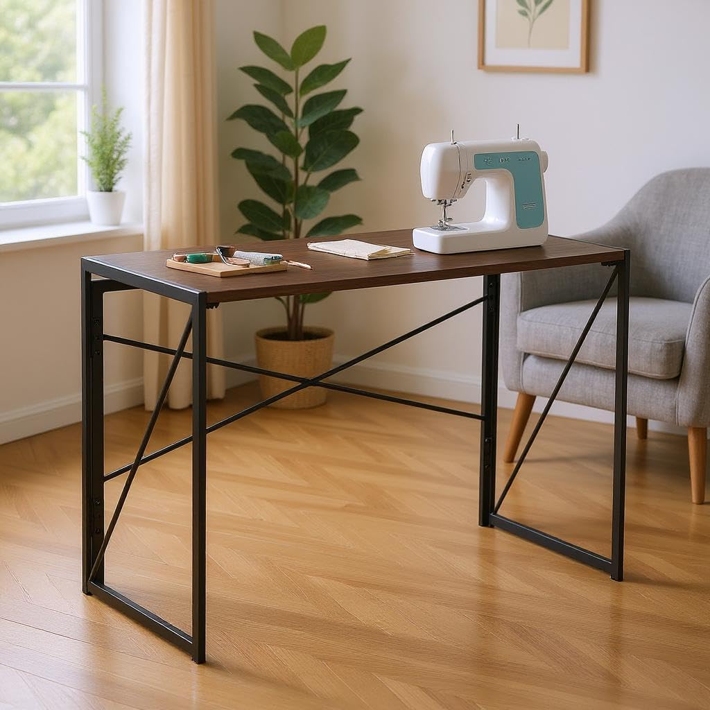 FurnitureR Sewing and Craft Tables, Creative and Efficient Desk, Multifunctional Table with Folding Storage, MDF and Metal Frame