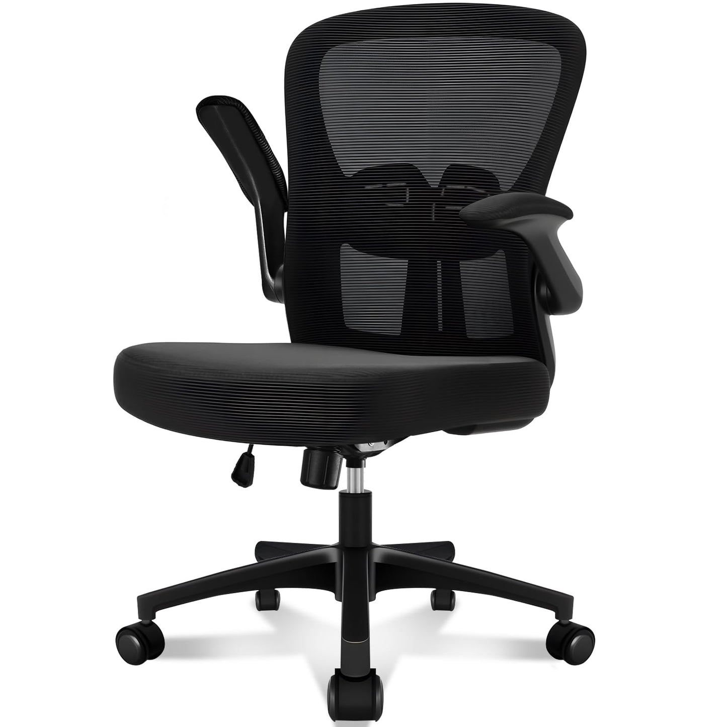 Durrafy Ergonomic Office Chair, Mesh Desk Chair with Adjustable Lumbar Support & Flip-Up Arms, Height Adjustable Swivel for Home Office