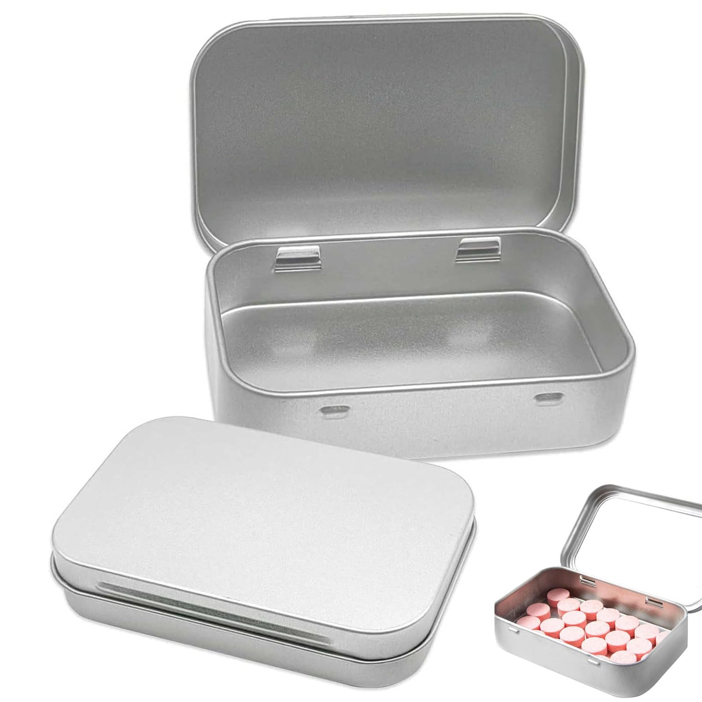 JYTDBCS Tins Container, Metal Rectangular Tin Can,Mini Portable Box Small Storage Basic Necessities Home Storage Organizer Empty Hinged Household