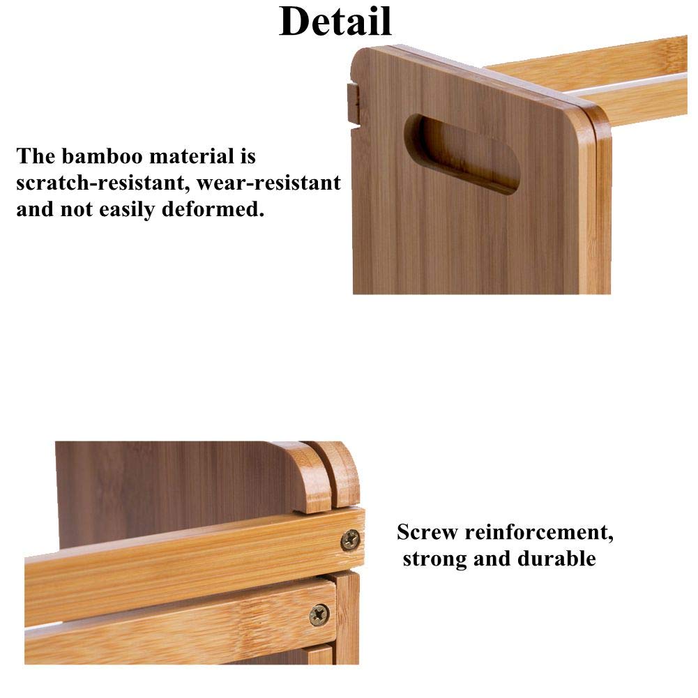 HomDSim Bamboo Desktop Bookshelf Adjustable Storage Organizer Display Shelf Rack,Countertop Platforms, Book Stands Shelves