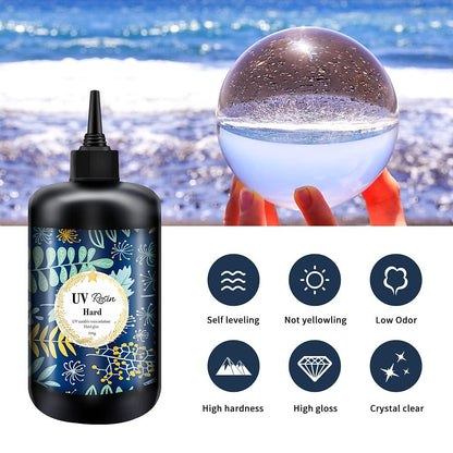 OSBANG Crystal Clear Hard UV Resin Upgraded Formula Ultraviolet Fast Curing Resin for Jewelry Making Craft Decoration, Hard Transparent Glue Solar