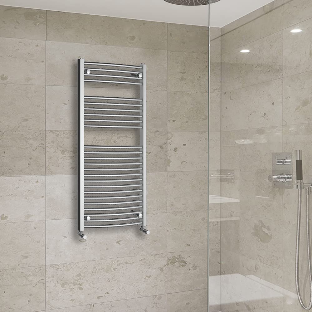 Warmehaus Curved Heated Towel Rail Radiator Ladder Chrome 1200x600mm