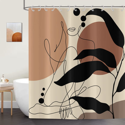 ASDCXZ Boho Style Shower Curtain 180x200 cm, Modern Abstract Art Boho Girl Body Line Bath Washable Shower Curtains Polyester Textile Waterproof