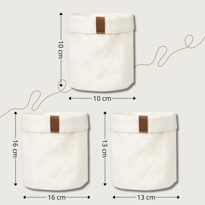 MOMO WAY Decorative Basket Bathroom Organiser Set of 3 Storage Boxes Fabric Baskets For Small Items As Towels and Cosmetics In 3 Sizes