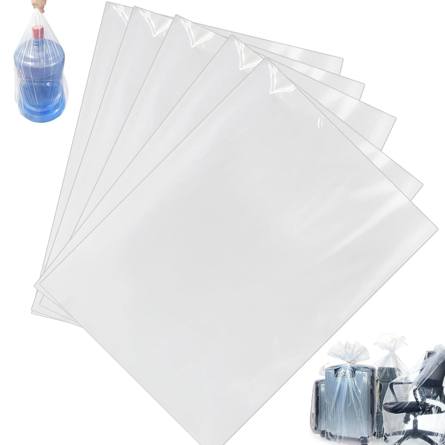 Clear Storage Bags, 5PCS Clear Plastic Bags Extra Large Storage Bag 40x60 Inches Heavy Duty Plastic Storage Bags ffor Packaging Office Chairs Luggage