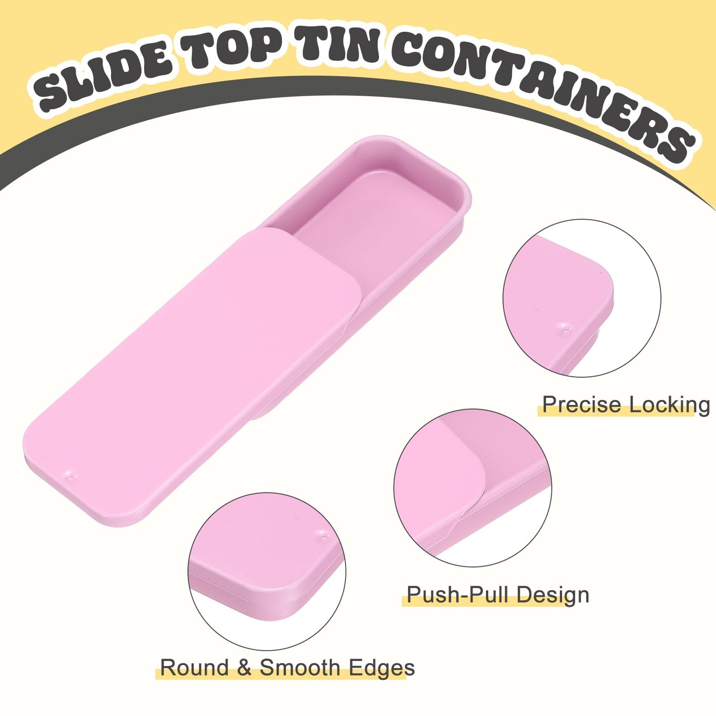 sourcing map 12Pcs Slide Top Tin Containers, Mini Metal Empty Tins Box with Sliding Lids, 3.1"x1.3"x0.4" Rectangular Storage Organizers for Lip Balm