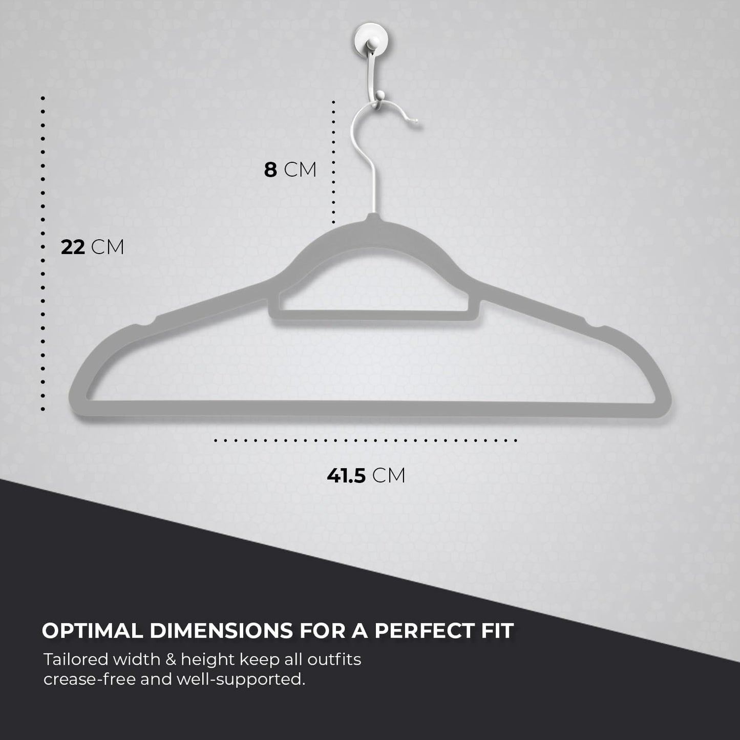 Roe Tenpo Coat Hangers, 20 Pack, Grey | Velvet Hangers for Clothes with Tie Bar & 360° Hook | Durable & Sturdy | Non-Slip